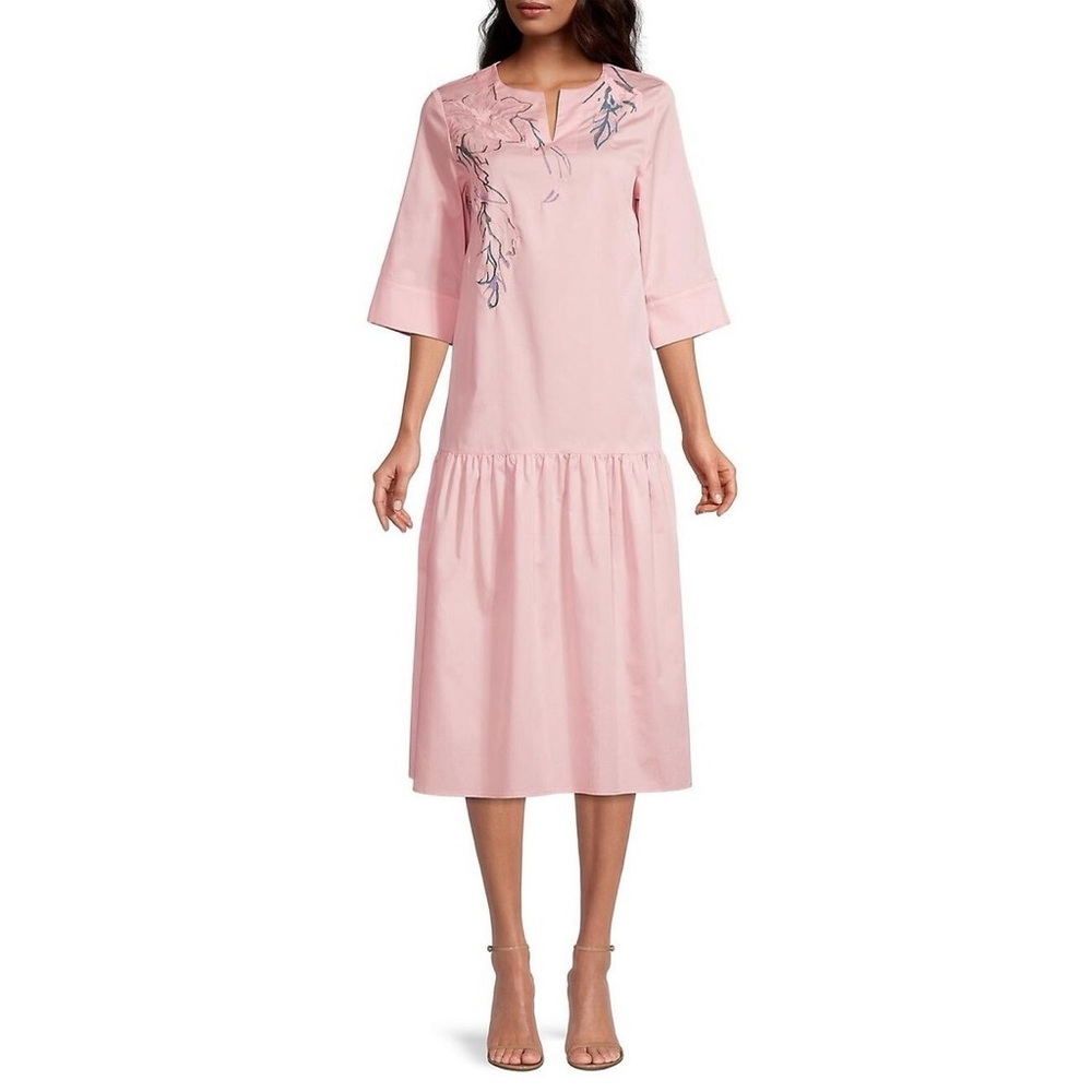 MISOOK Embroidered Midi Dress Pink Sz XL NWT